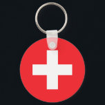 スイス キーホルダー<br><div class="desc">スイス国旗のカスタム丸キーチェーン</div>