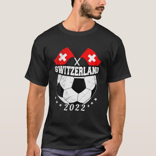 スイス・サッカーボールチーム男性へ Tシャツ (正面)