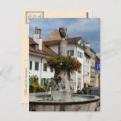 スイス、ジュネーブ湖、ニヨン、噴水 ポストカード (正面/裏面)