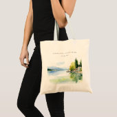 スイス ジュネーブ湖 水彩画 ウェディング トートバッグ (正面(商品))