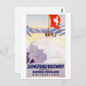 スイス・ジュンフラウ鉄道ヴィンテージのポスター ポストカード (正面/裏面)