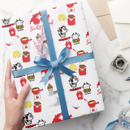 スイス – スイスのお土産アイコン ラッピングペーパー