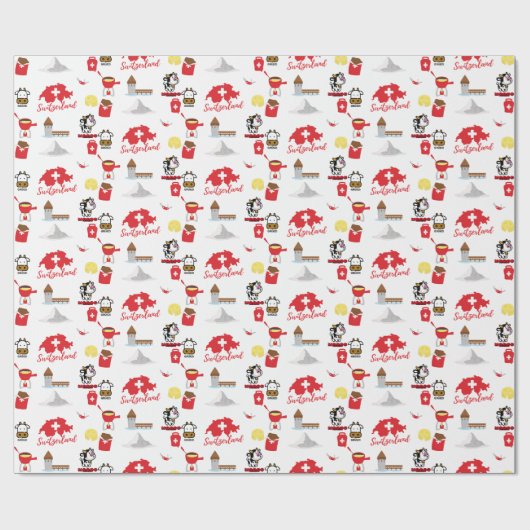 スイス – スイスのお土産アイコン ラッピングペーパー (フラット)