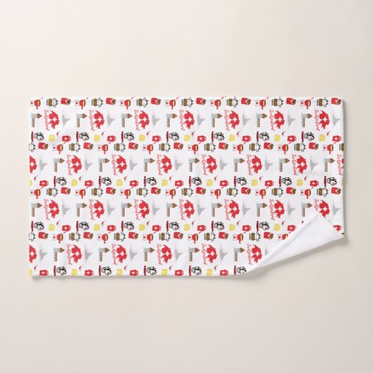 スイス – スイスの旅行おみやげパターン バスタオルセット (ハンドタオル)