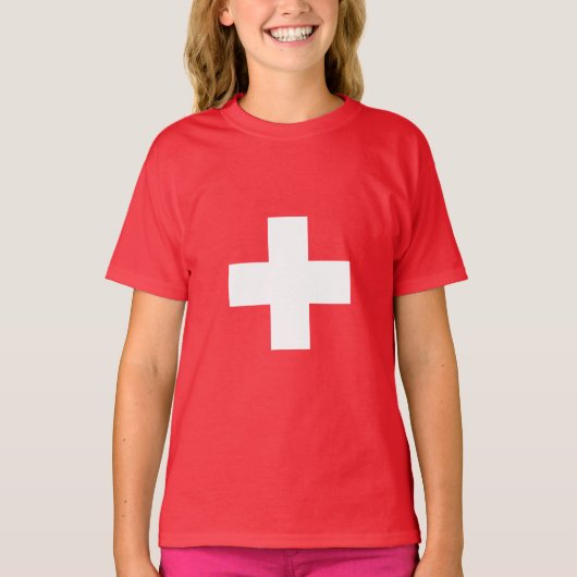 スイス - スイス国旗  Tシャツ (正面)