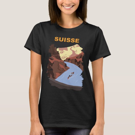 スイス スイス 湖 レトロ 旅行 Tシャツ (正面)