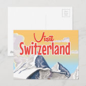 スイス スキーの旅行ポスター ポストカード (正面/裏面)
