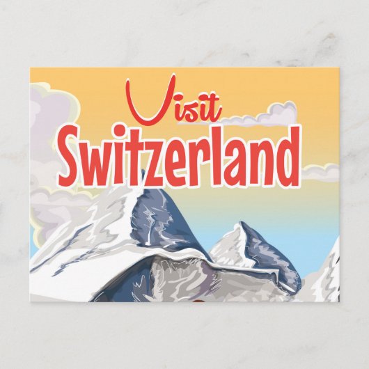 スイス スキーの旅行ポスター ポストカード (正面)