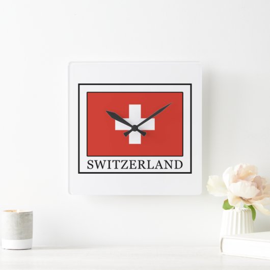 スイス スクエア壁時計 (ホーム)