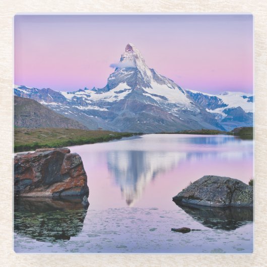 スイス·ゼルマットのマッターホーン山 ガラスコースター (正面)