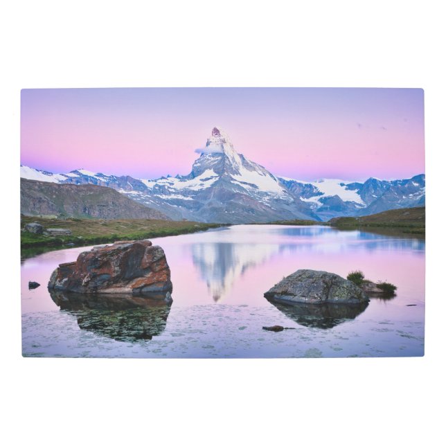 スイス·ゼルマットのマッターホーン山 メタルプリント (正面)