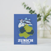 スイス チューリッヒ地方の地図 ポストカード (スタンド正面)