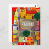 スイス、チューリッヒ市の通り。領域ビュー ポストカード (正面/裏面)