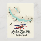 スイス チューリッヒ湖の地図 ポストカード (正面)