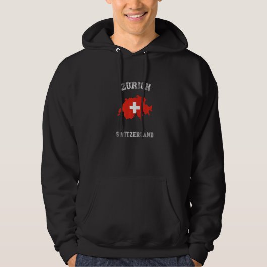 スイス チューリッヒ クラシック スイス 国旗 地図 パーカ (正面)
