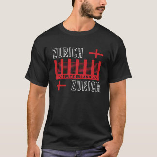 スイス チューリッヒ モダン タイポグラフィー 旅行デザイン Tシャツ