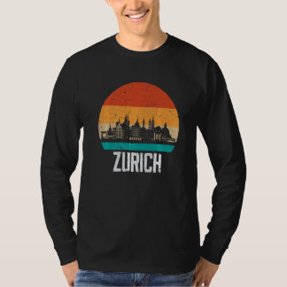 スイス チューリッヒ レトロ ヴィンテージ 日没 空 景色 ズー Tシャツ
