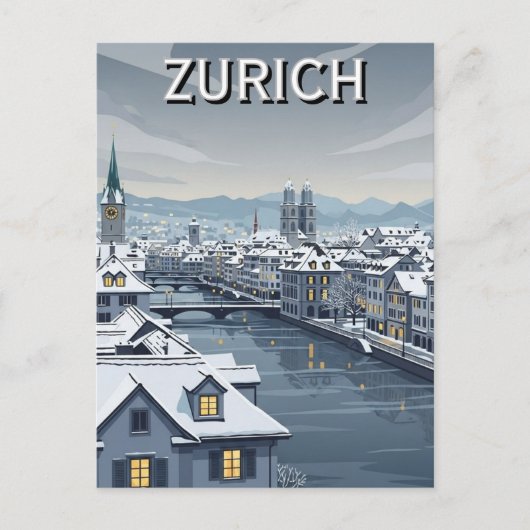 スイス チューリッヒ 冬の旅 ポストカード (正面)