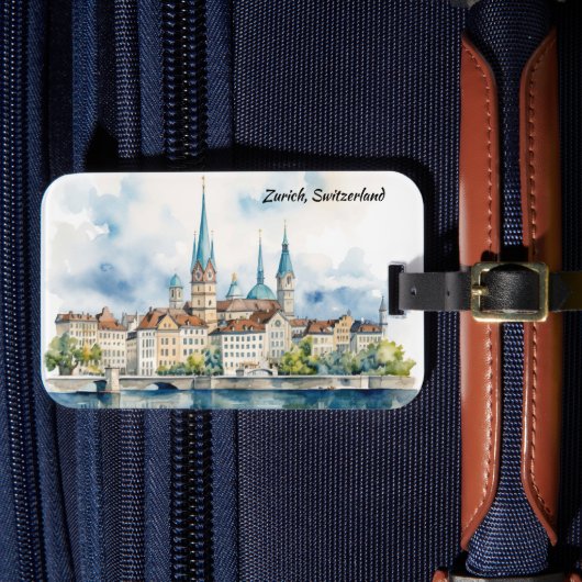 スイス チューリッヒ 水彩画 ラゲッジタグ (正面インサイチュ4)