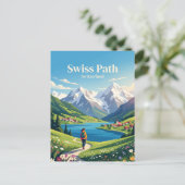 スイス パス、スイス ルツェルン湖 ポストカード (スタンド正面)