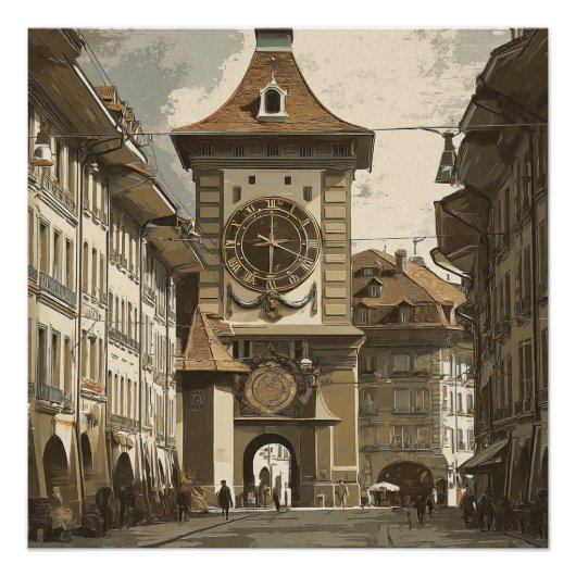 スイス ベルン アンティーク時計 旅行   ポスター (正面)