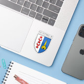 スイス モントルー市の紋章 シール (ノートパソコンとiPhone)