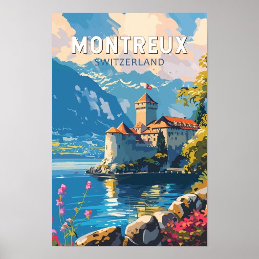 スイス モントルー 旅行 アート ヴィンテージ ポスター (正面)