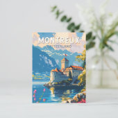 スイス モントルー 旅行 アート ヴィンテージ ポストカード (スタンド正面)