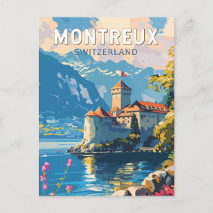 スイス モントルー 旅行 アート ヴィンテージ ポストカード