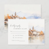 スイス モントルー 水彩風景 ウェディング 出欠カード (正面/裏面)
