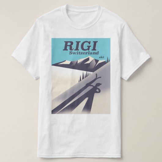 スイス リギ山 スキーリゾートの旅行ポスター Tシャツ (デザイン正面)