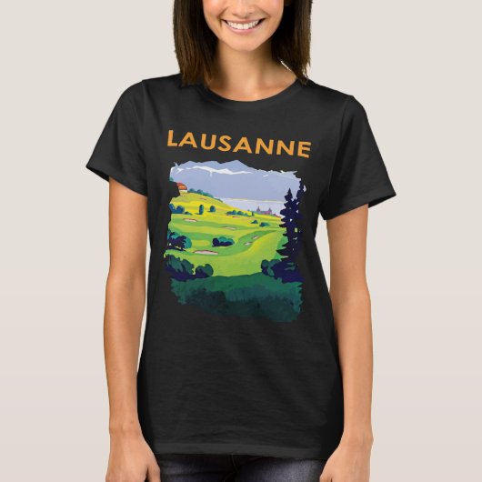 スイス ルゾンヌ 緑豊かな公園の旅行 Tシャツ (正面)