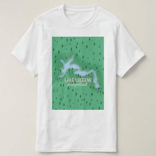 スイス ルツェルン湖 旅行ポスター地図 Tシャツ (デザイン正面)