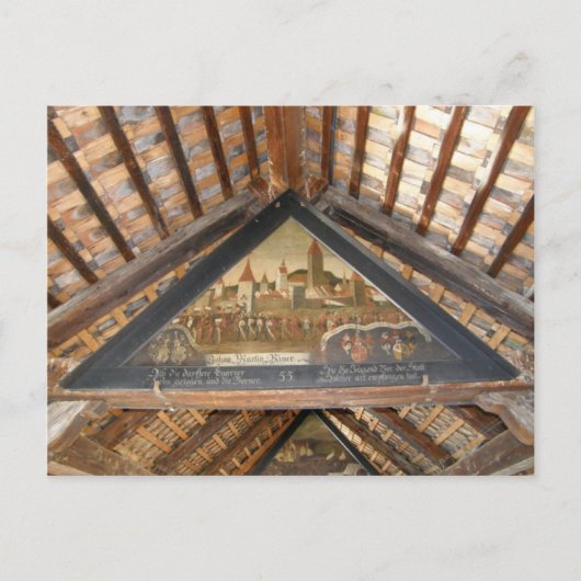 スイス、ルツェルン、チャペル橋の絵画 ポストカード (正面)