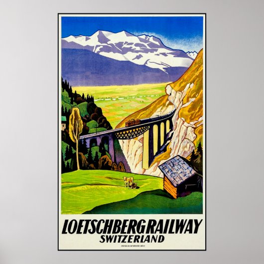 スイス、レッチュベルク鉄道の風景 ポスター (正面)