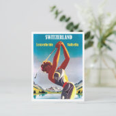 スイス、レンツェルハイド、バルベラのゴルフの女性 ポストカード (スタンド正面)