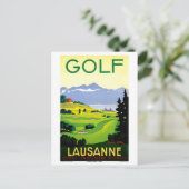 スイス・ローザンヌ・ゴルフ・ヴィンテージ旅行ポスター ポストカード (スタンド正面)
