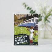 スイス・ヴィンテージ旅行ポスター復元 ポストカード (スタンド正面)