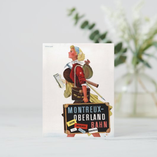 スイス・ヴィンテージ旅行ポスター ポストカード (スタンド正面)