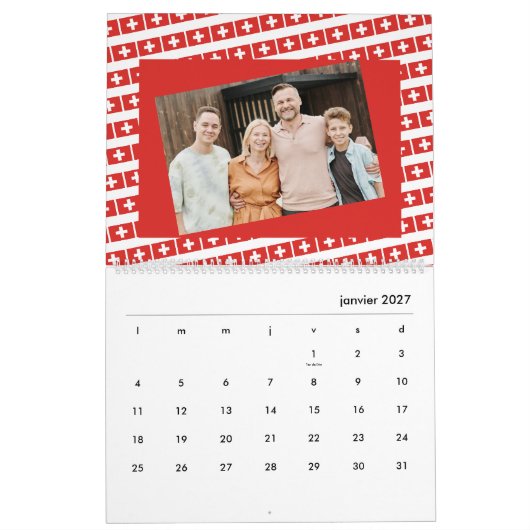 スイス | 写真の追加Swiss Flag 2025 カレンダー (1月 2027)