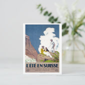 スイス、山の夏のピクニック、ヴィンテージ ポストカード (スタンド正面)