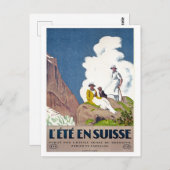 スイス、山の夏のピクニック、ヴィンテージ ポストカード (正面/裏面)