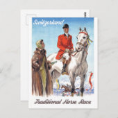 スイス、騎馬騎手、ヴィンテージ ポストカード (正面/裏面)