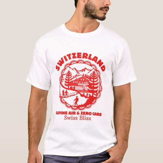 スイス: 高山の空気と無限の自由 Tシャツ (正面)