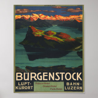 スイスBurgenstock Luft-Kurortバーンルツェルン ポスター