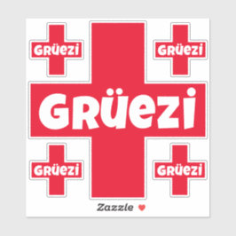 スイスHello Gruezi 5個の個別のダイカットシール シール