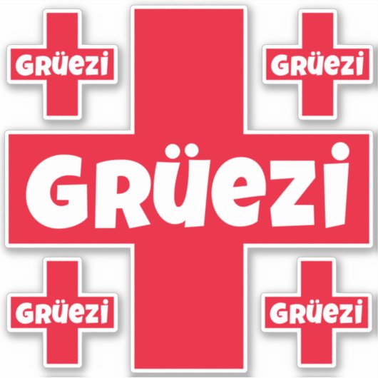 スイスHello Gruezi 5個の個別のダイカットシール シール (正面)