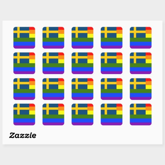 スイスLGBTレインボー国旗スウェーデンプライド スクエアシール (シート)