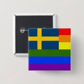スイスLGBTレインボー国旗スウェーデンプライド 缶バッジ (正面&裏面)