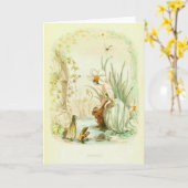 スイセンの女の子 カード (黄色い花)